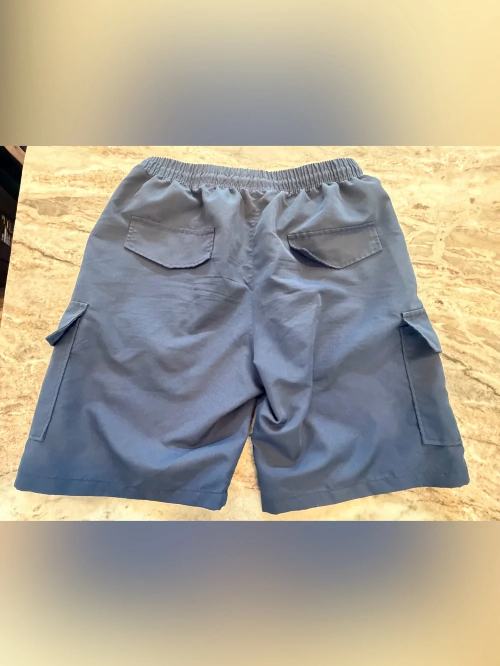 FS Fashion Men’s Large Navy Cargo Jogger shorts Drawstring Elastic Waist